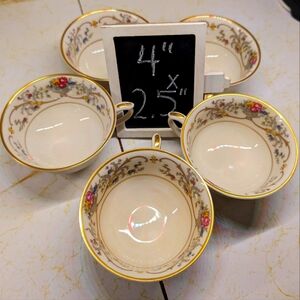 Lamberton Dorothea vintage ivory china teacups set of 5‎ made in USA